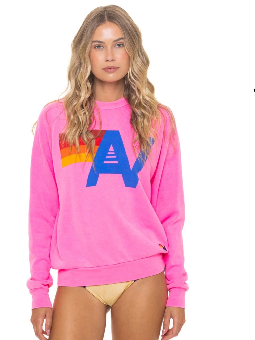 Aviator Nation Hot Pink Logo Crewneck Sweatshirt Small Sm New Crew